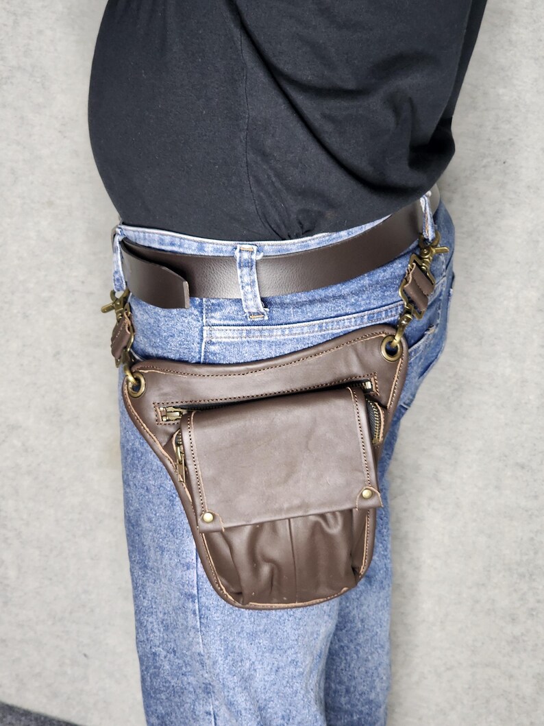 Scottish Sporran Leather Bag | Genuine leather Thigh Pouch | Kilt Crossbody Sack image 3