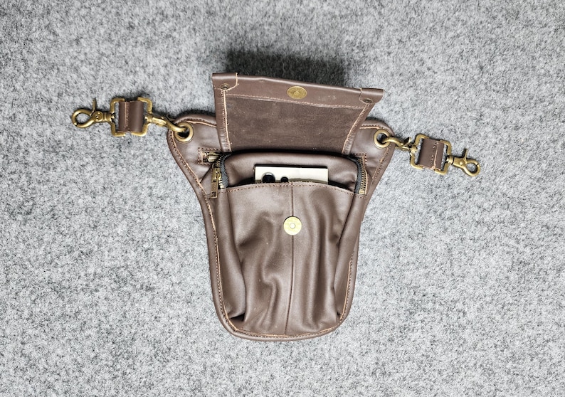 Scottish Sporran Leather Bag | Genuine leather Thigh Pouch | Kilt Crossbody Sack image 7