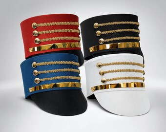 Nutcracker drum major hat, marching band shako cap for cosplay, Halloween and Christmas parades