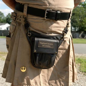 Custom Real Leather Day Sporran - Personalized Traditional Scottish Kilt Bag, Highland Mens Celtic Pouch
