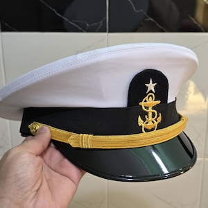 Coast Guard Academy Cadet Cap – Men’s Naval Military Dress Uniform Peaked Hat Replica