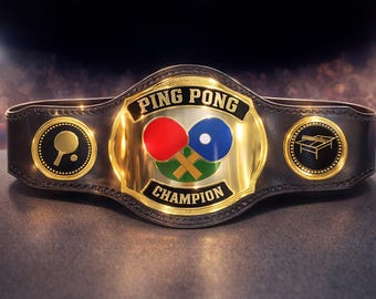 Custom Table Tennis Championship Belt, Personalized Ping Pong Trophy Award for Tournaments & Office Gifts