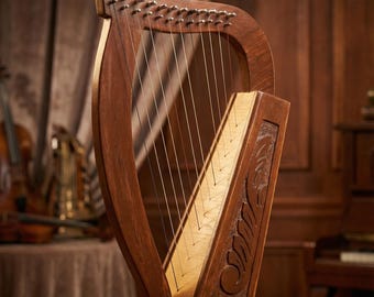 Irish Lyre Harp 12 String | Rosewood Celtic Harp with Bag | Handmade Musical Instrument Gift