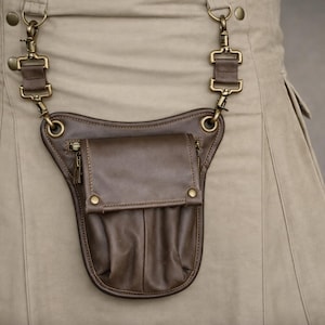 Scottish Sporran Leather Bag | Genuine leather Thigh Pouch | Kilt Crossbody Sack image 1