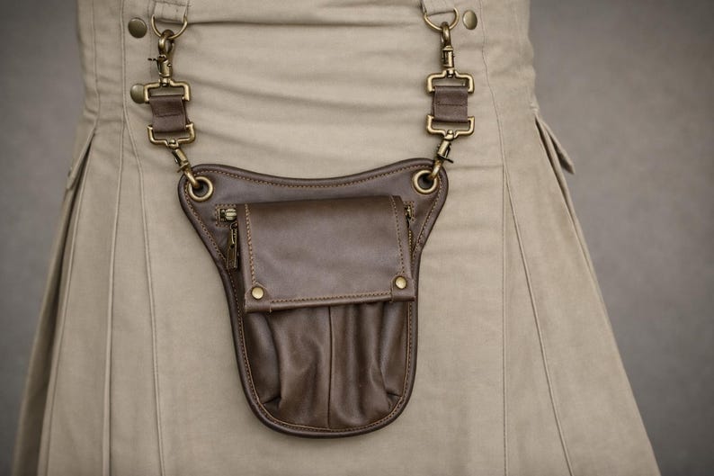 Scottish Sporran Leather Bag | Genuine leather Thigh Pouch | Kilt Crossbody Sack image 1