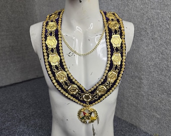 Grand Worthy Patron's Collar Chain – Order of the Eastern Star Regalia Piece with Officer Jewel