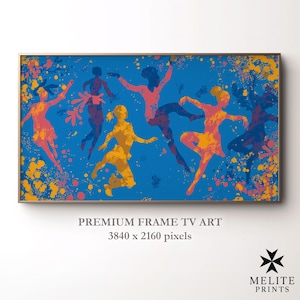Samsung Frame TV artwork inspired by Henri Matisse | Abstract Ballerinas with Color Splatter | Dance Silhouettes for Samsung Frame TV