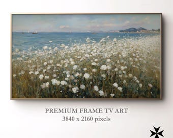 Frame TV Art: Coastal Wildflower Meadow, Serene Landscape (Digital Download)
