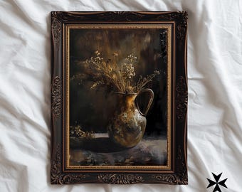 Farmhouse Jug Still Life Print: Vintage-Inspired Cottagecore Wall Art (Digital Download