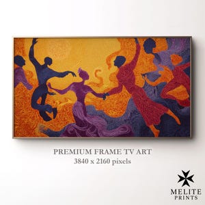 Samsung Frame TV artwork inspired by Henri Matisse | Vibrant Dance Silhouettes in Fiery Swirls | Abstract Movement for Samsung Frame TV
