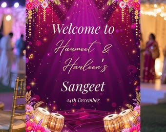 Sangeet Night Welcome Sign Template,sangeet dholki night Editable Digital Download,sikh wedding Board Template