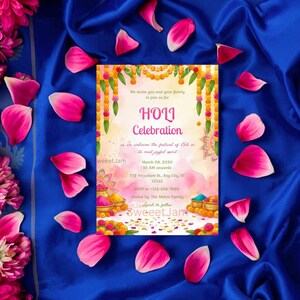 Editable Holi Celebration Invitation | Colorful Holi Party Invite