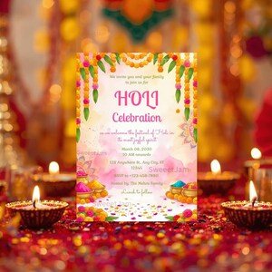 Editable Holi Celebration Invitation | Colorful Holi Party Invite
