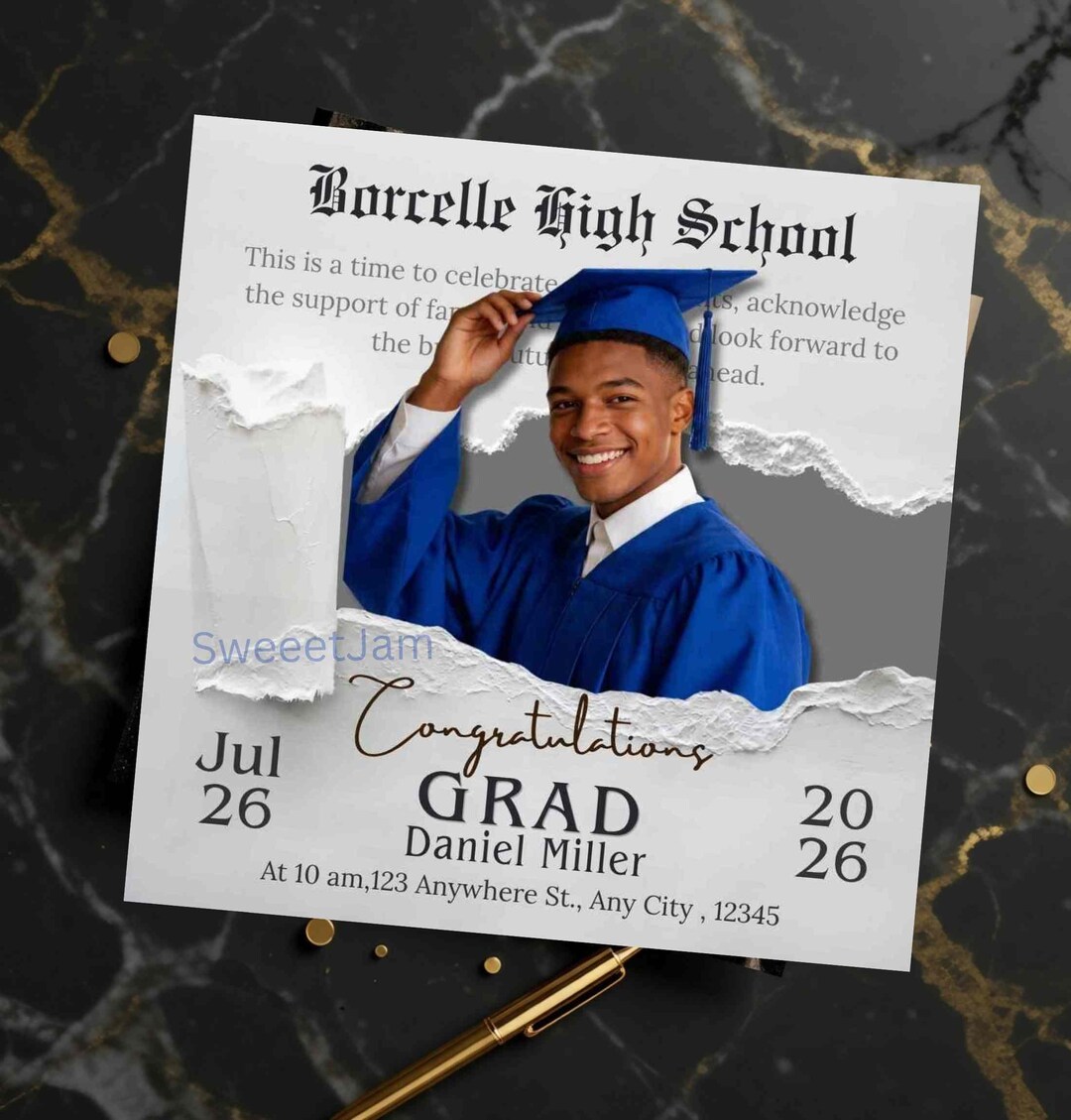 Editable Boy Graduation Flyer Template | Magazine Style High School ...