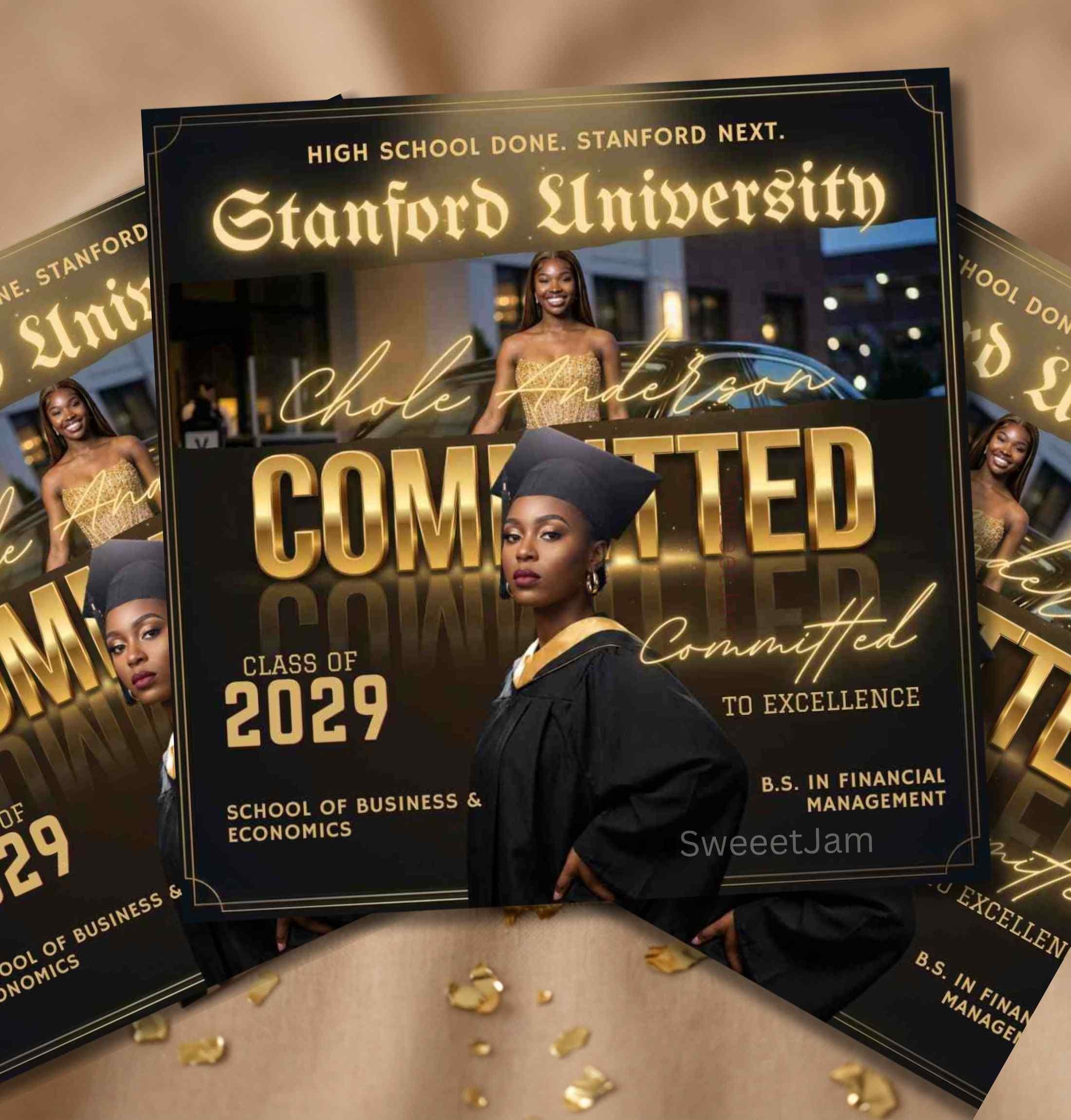 Editable College Commitment Flyer Template, Committed Announcement ...