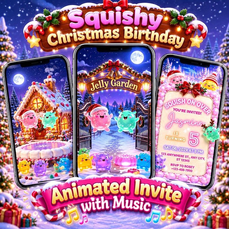 Editable Squishy Christmas Any Age Birthday Party Invitation ...