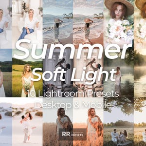 10 Lightroom Presets | Desktop & Mobile Filters &quot;Summer Soft Light&quot;– Creamy Natural | Warm Soft Pastel Presets for Portraits and Interiors.