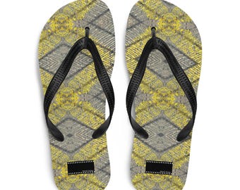 Yellow Asphalt Flip-Flops