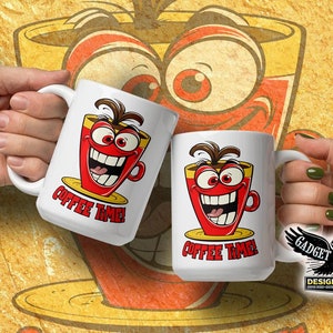 TWO SIDED! White glossy mug, Coffee Time, Caffeine, Cup of Joe, Tea, Cocoa, Crazy Face, Office, Desktop, Work Cup, Breakfast, Brew, 15 oz.
