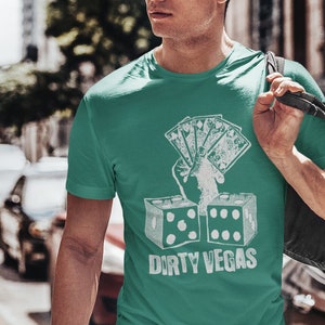 Manga curta, unissex, camiseta, Las Vegas, Viva Las Vegas, sujo, dados, jogos de azar, black jack, pôquer, Sin City, cartas, personalizado, Bella Canvas