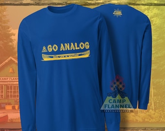 Unisex Long Sleeve Tee, t-shirt, Camp Flannel, Go Analog, Retro Tee, Reset, Vacation, Digital, Campfire, Vintage Summer Camp Shirt, Memories