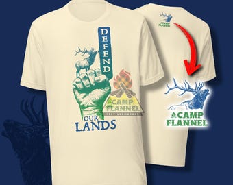 Unisex t-shirt, Defend Our Lands, Elk, Nature Conservation, Protect Parks, Camp Flannel, Wild Animals, Charity, Wildlife Protection, Camping