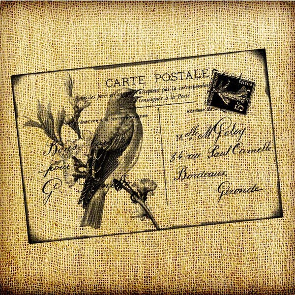 French Postcard Fabric Etsy