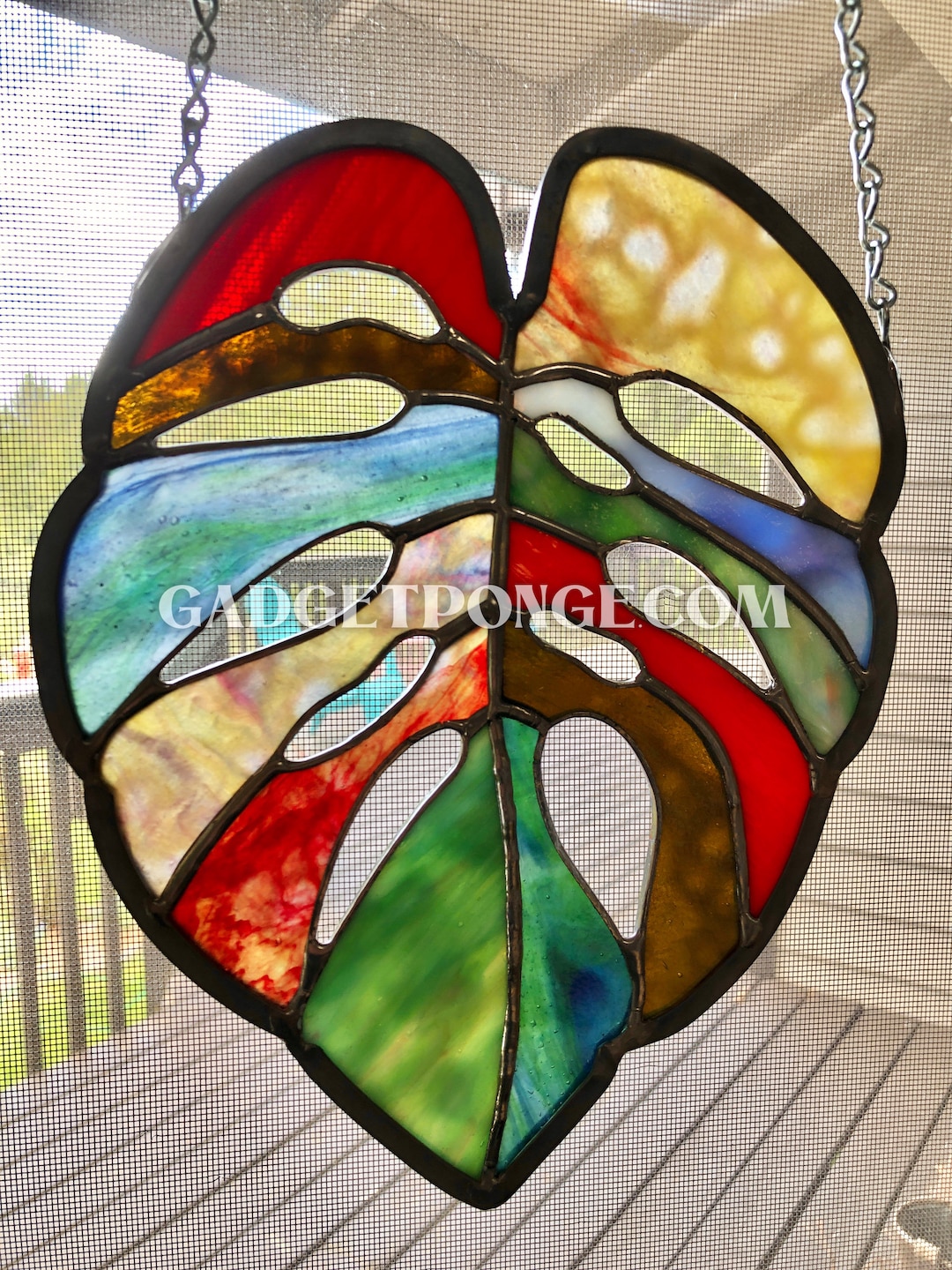 Monstera Leaf, Stained Glass, Suncatcher, Window, Rainbow, Art, Decor