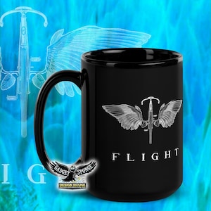 Bicycle, Flight, Black Glossy Mug, Cycle, Cycling, Cool, Metal Straw, 15 Oz, Coffee, Custom, Tea, Pumpkin, Spice, Latte, FREE Shipping