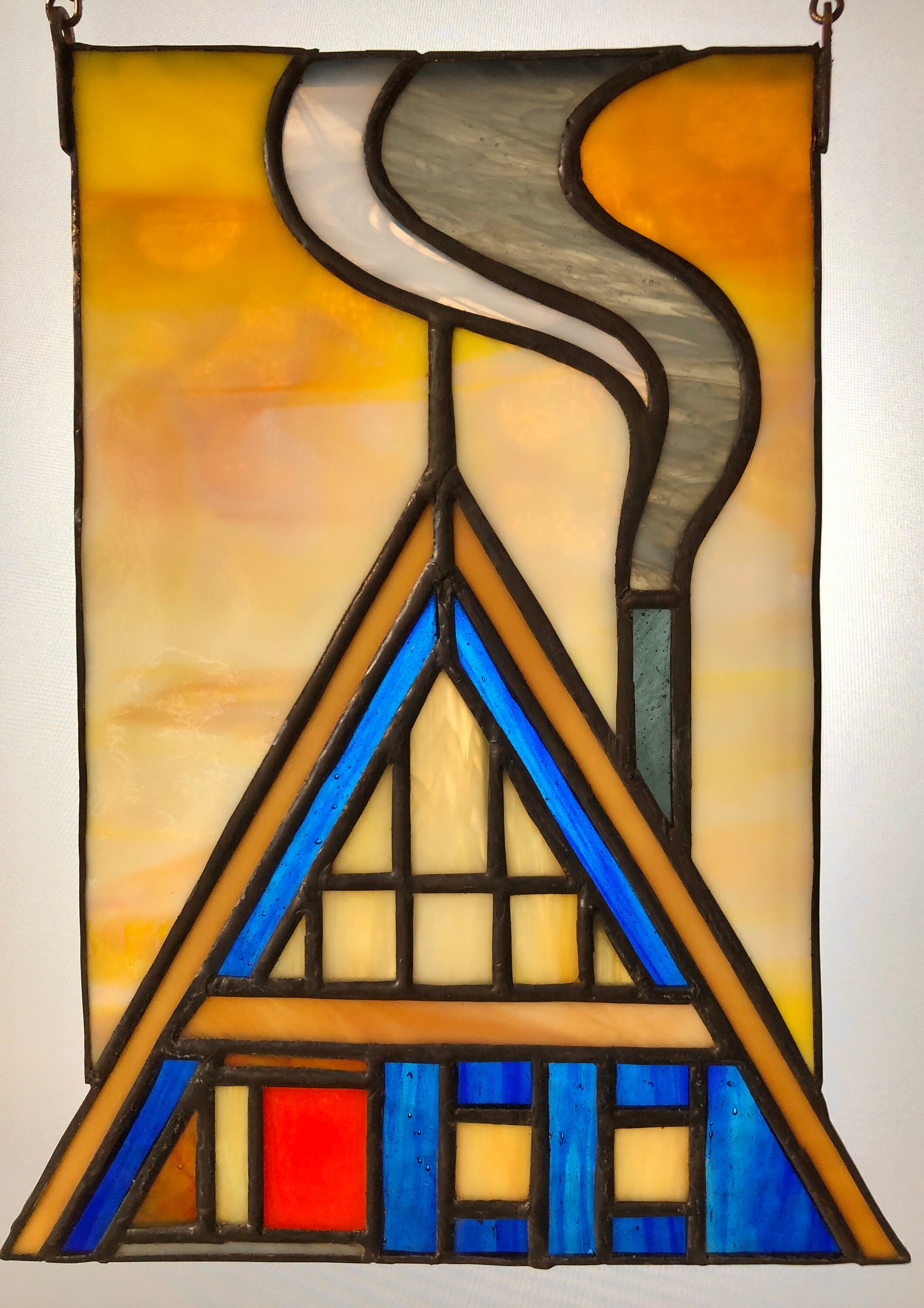 Stained Glass, Cabin, A Frame, A-frame, Window Hanging, Window Art ...