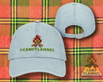 Chapeau en jean, flanelle de camping, casquette, papa, casquette de baseball, extérieur, couvre-chef, effet vieilli, délavé à l'acide, feu de camp, coupe ample, années 1990, années 90, unisexe