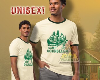T-shirt à bagues pour moniteur de camp, souvenirs de camp d'été rétro, t-shirt en coton unisexe