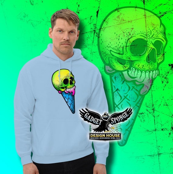 Helado de calavera, sudadera unisex, cono de barquillo, golosinas