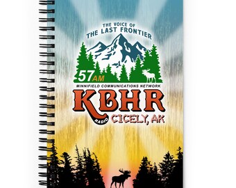 Northern Exposure KBHR 57AM Radio Station Spiral Notebook Journal Diary Recipe Book Travel Hunting Camping Writing Cecily Roslyn Alaska