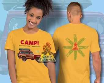 T-shirt unisexe, T-shirt de camping, T-shirt tout-terrain, T-shirt de randonnée, Thérapie, Bien-être, Manches courtes, Doux, SUV, Jeep, Boue, Camping, Vintage, Road trip