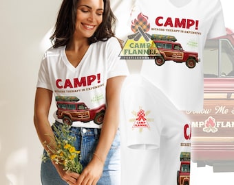 T-shirt décontracté à col en V pour femme, tout-terrain, t-shirt de randonnée, thérapie, bien-être, manches courtes, SUV, jeep, boue, camping, vintage, voyage sur la route