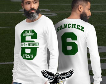 ButtFumble, Butt, Fumble, Sanchez, Football, Retro, Loose, Ball, Sports, Game, Touchdown, Interception, 6, #6, uniseks T-shirt met lange mouwen