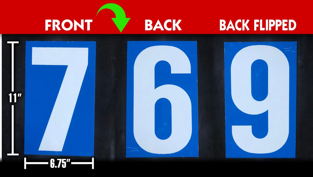 Vintage Metal Number Six Seven OR Nine 6, 7,9 Price Point Sign Double ...