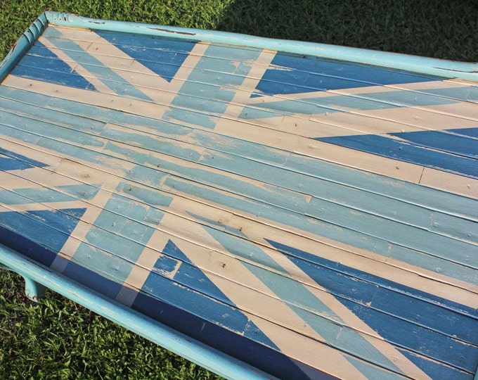 Blue Union Jack British Flag Coffee Table With Custom Slat Etsy