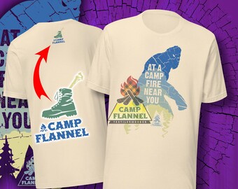 Unisex t-shirt, Camp Flannel, Bigfoot, Believe, Sasquatch Yeti, Monster, Skunk Ape, Legend Myth, Summer Camp, Campfire, Camping, Hiking Blue