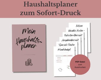Haushaltsplaner PDF zum Ausdrucken | Budget Planner Set A4 | Finanzplaner Vorlage | Printable Haushaltsbuch