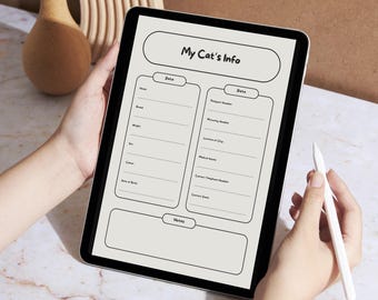 Digital Cat Care Planner Printable - Cat Lover's Essential | Cat Care Journal | Pet Health Log | 12 pag Instant Digital Download