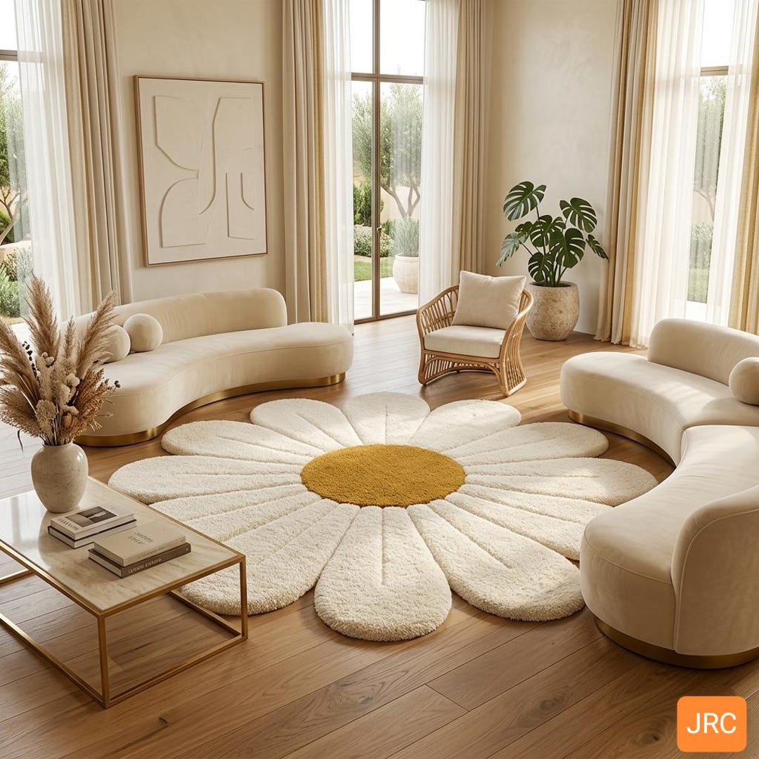 Hand Tufted Wool Daisy Area Rug | Scandinavian Organic Modern Nursery ...