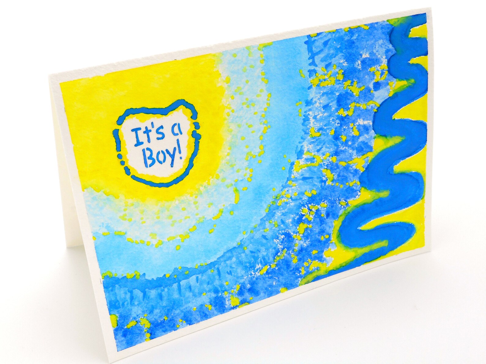 Hand Painted Watercolor Keepsake Art Card for Baby Boy Baby Etsy