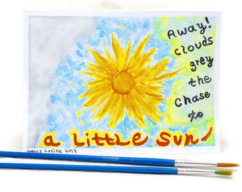 Original Sun Art Mixed Media Art Card Blank Card Encouragement Greeting Card Happy Greeting Card