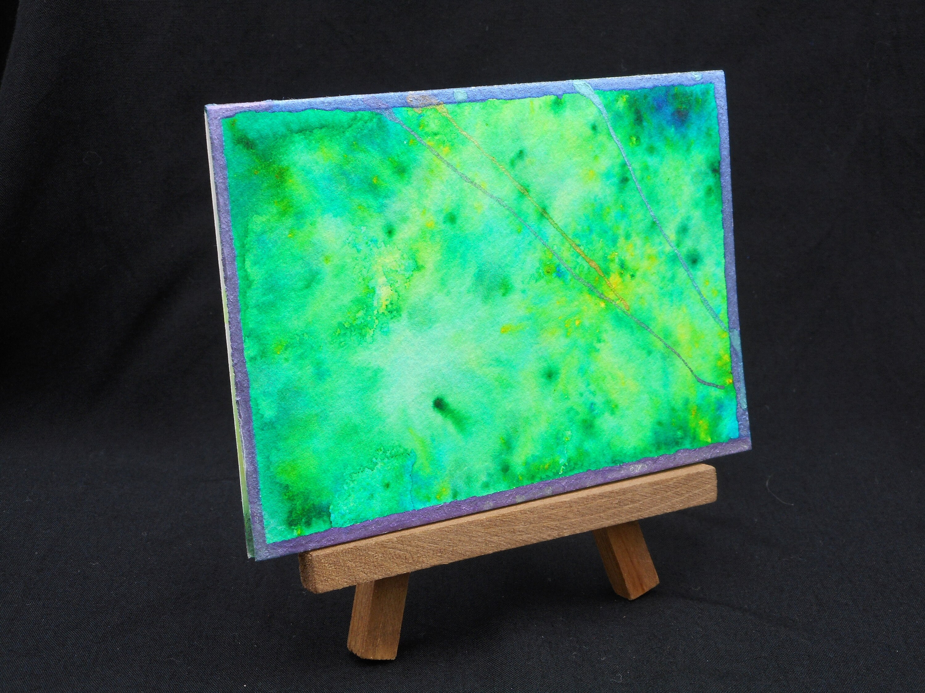 Unique Card Original Green Watercolor Art Note Card, Boho Art Note Card