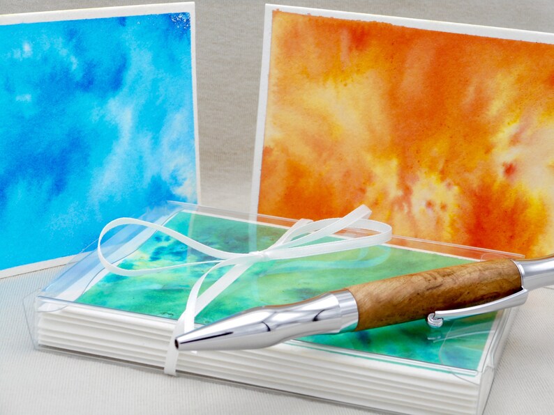 Original Watercolor Art Note Card Set of 6 Hand Painted Multi Colored