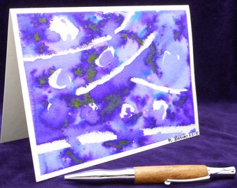 Sticks & Stones Original Abstract Watercolor Art Card, Social Media Message Art Card, Stop the Bullying Art Card