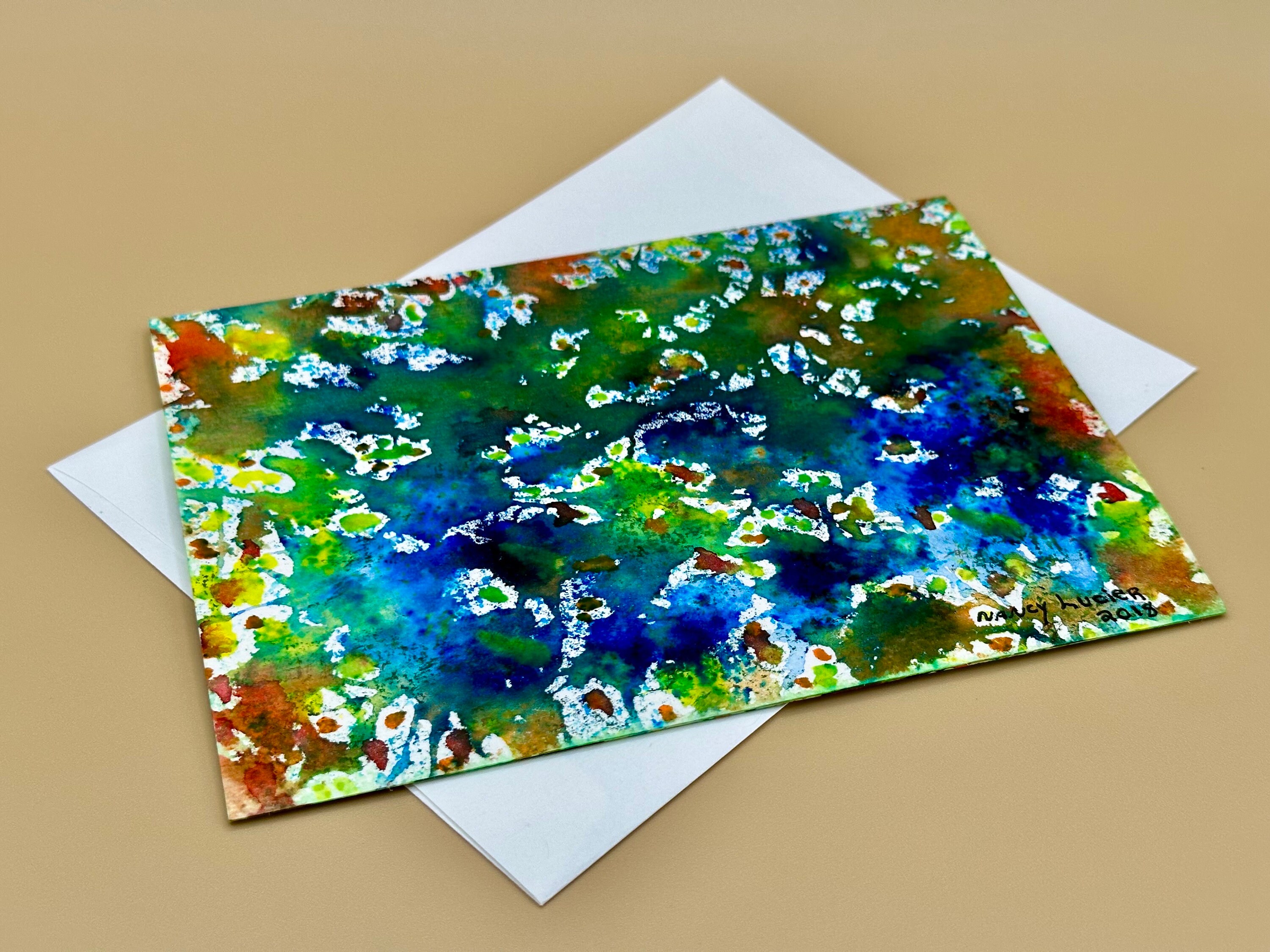 Unique CARD Gift Color Splash Celebration Original Watercolor Art Hand ...