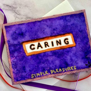 CARING Hand Painted Note Card Original Art SIMPLE PLEASURES Blank Note Card, Unique Stationery
